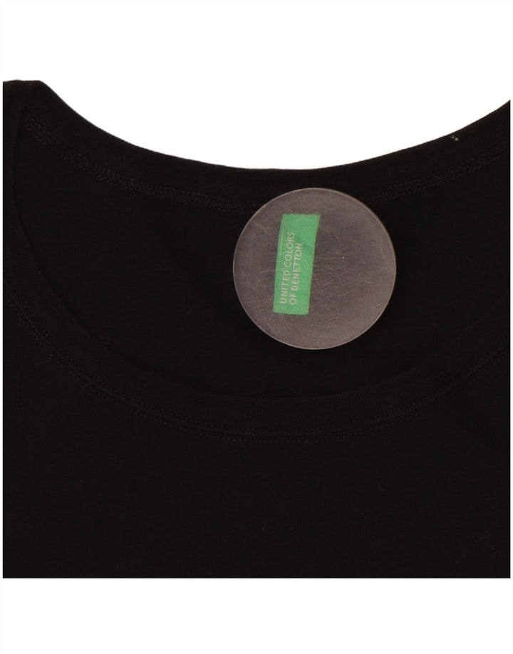 Camiseta feminina gráfica BENETTON UK 16 pequena preta