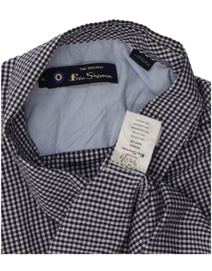 Camisa masculina Ben Sherman XL azul marinho algodão guingão