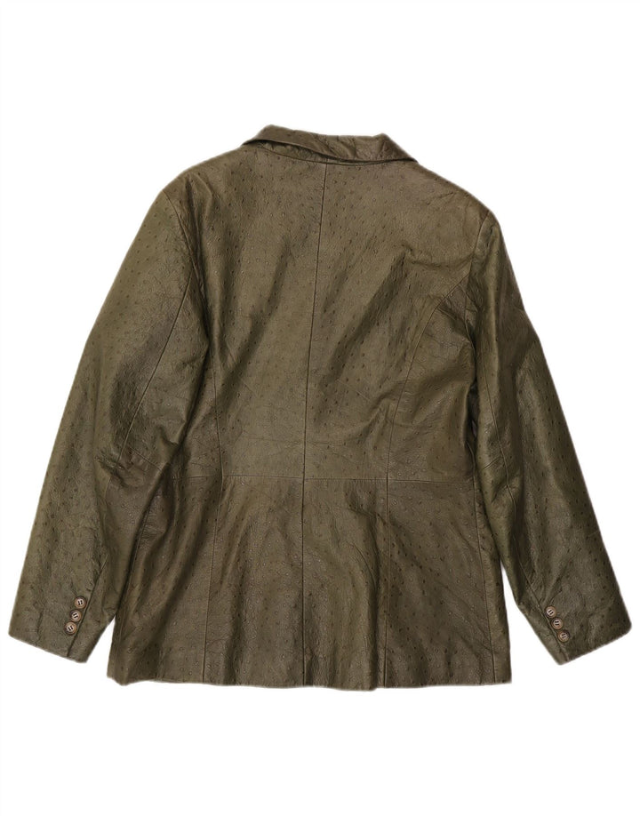 Jaqueta de couro feminina vintage IT 46 grande couro cáqui