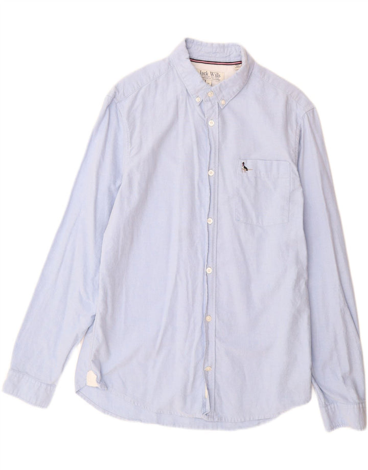 Camisa masculina slim fit Jack Wills algodão azul médio
