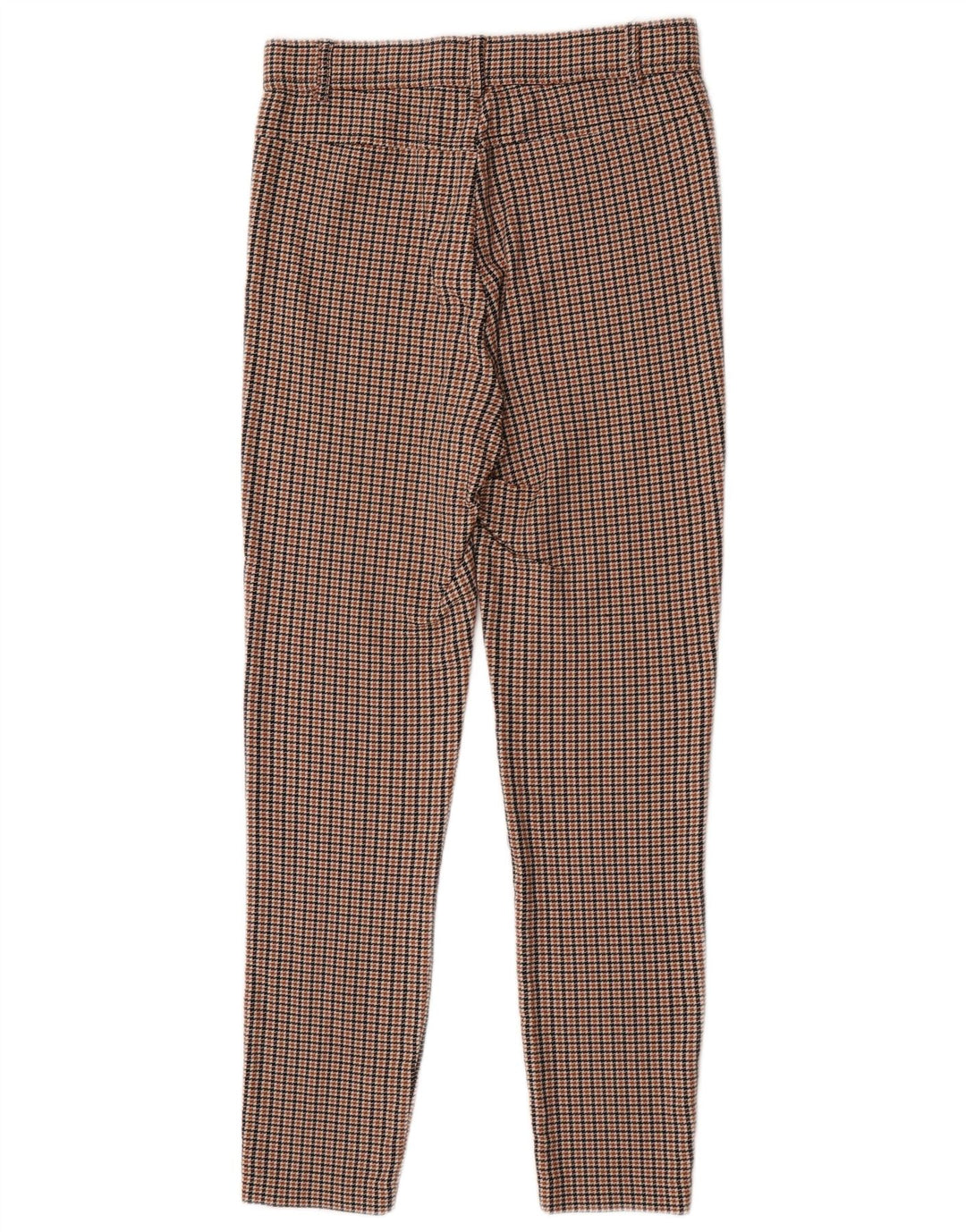 Zara Calça feminina casual justa média W28 L27 marrom houndstooth viscose
