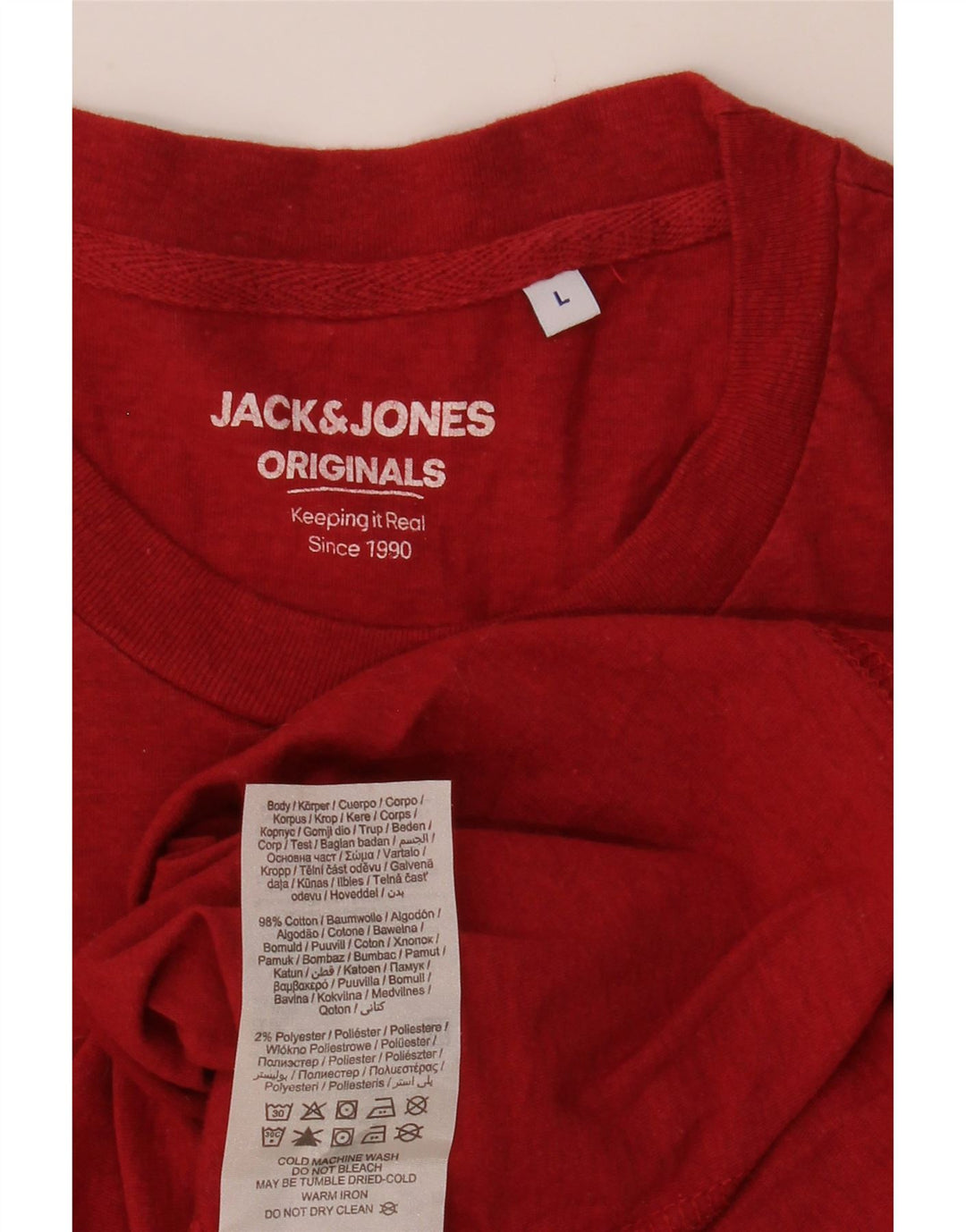 Camiseta masculina JACK & JONES grande algodão vermelho