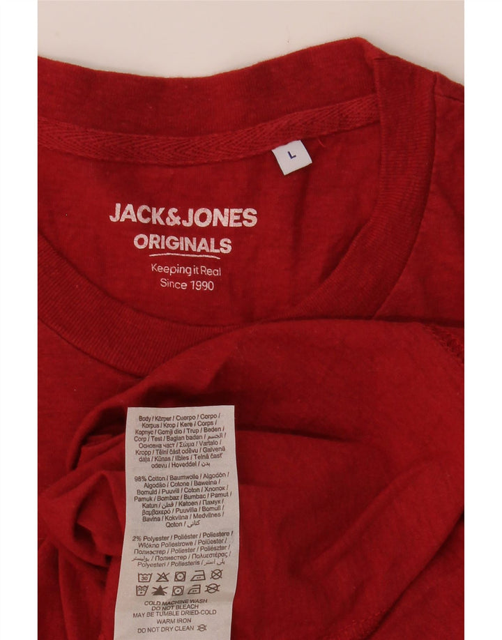 Camiseta masculina JACK & JONES grande algodão vermelho