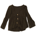 Blusa camisa feminina Zara UK 10 pequena linho verde