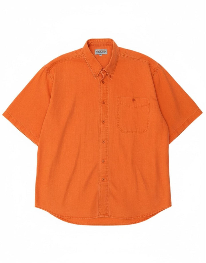 Camisa masculina VINTAGE de manga curta XL laranja algodão