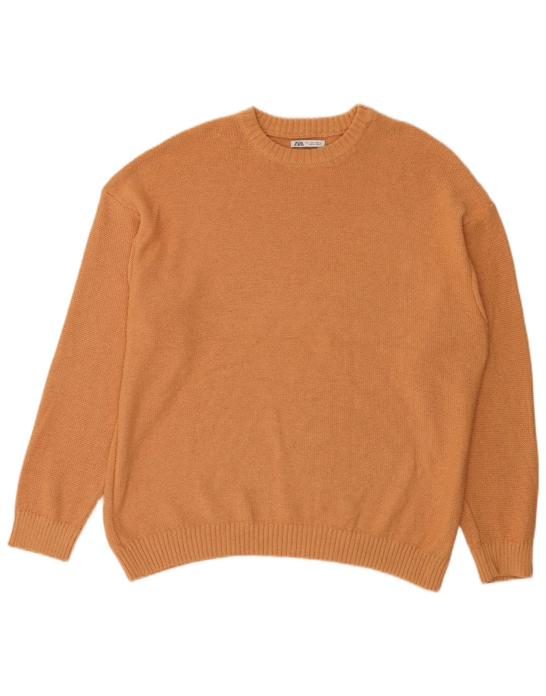Zara Suéter masculino com gola redonda, grande algodão laranja