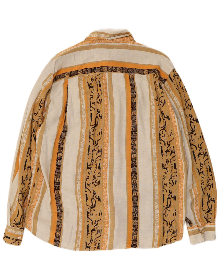 Camisa masculina vintage pequena listrada multicolorida de algodão