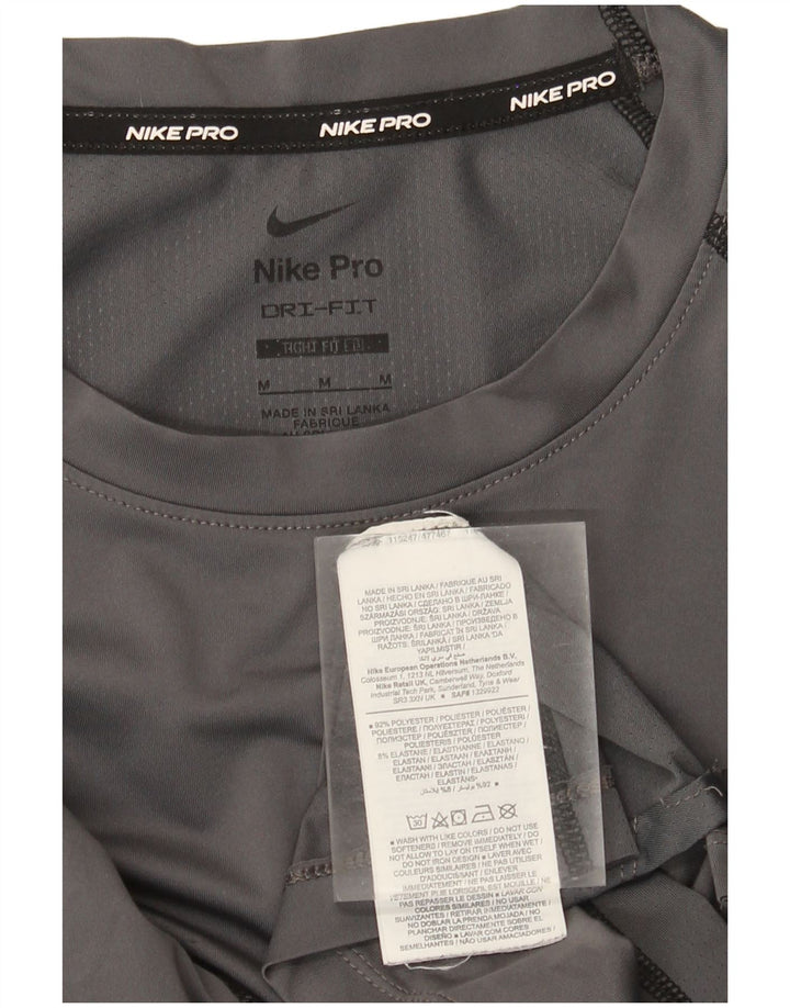 Nike masculino Dri Fit Top manga comprida poliéster cinza médio