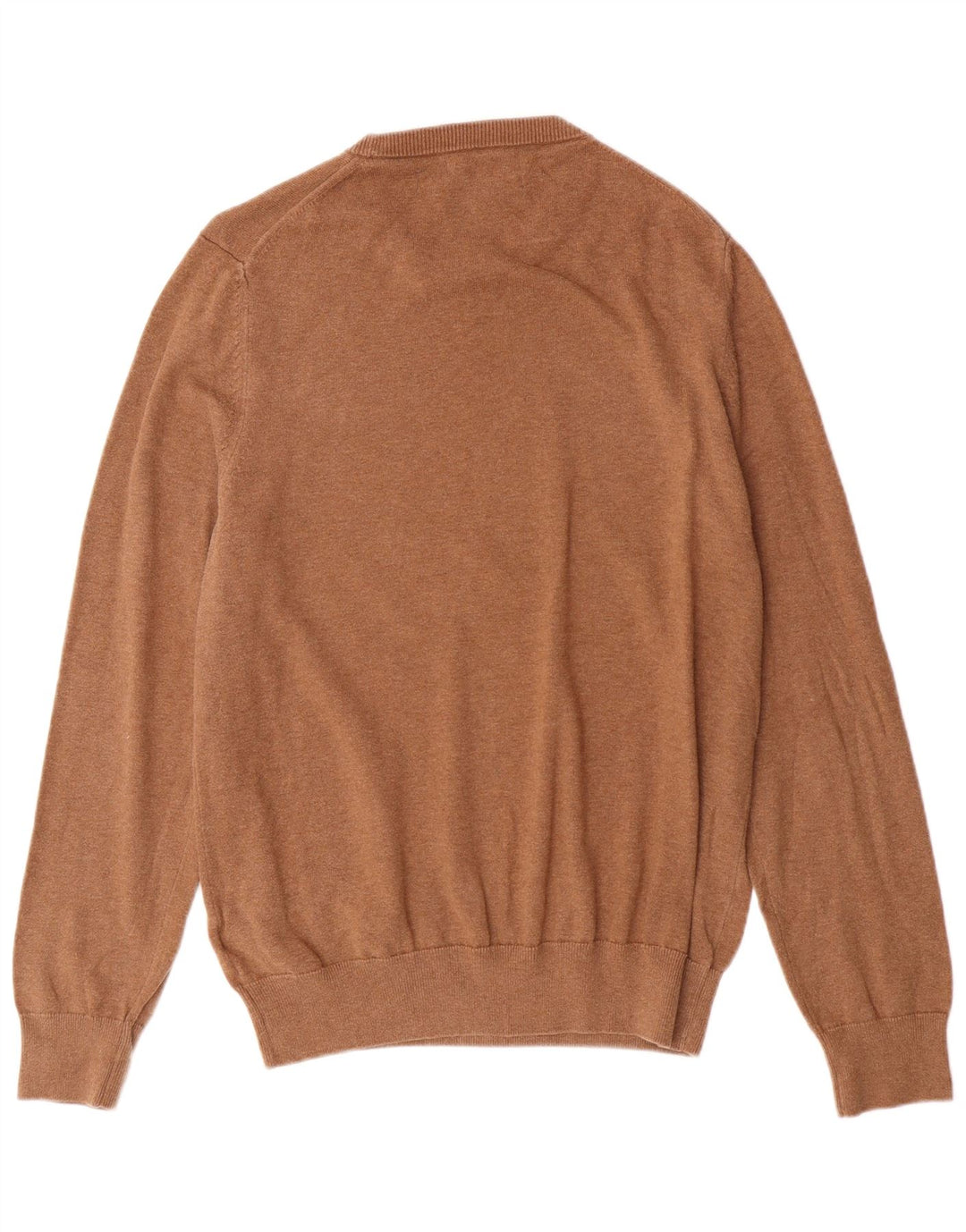 Suéter masculino Marks & Spencer com gola redonda, algodão marrom médio