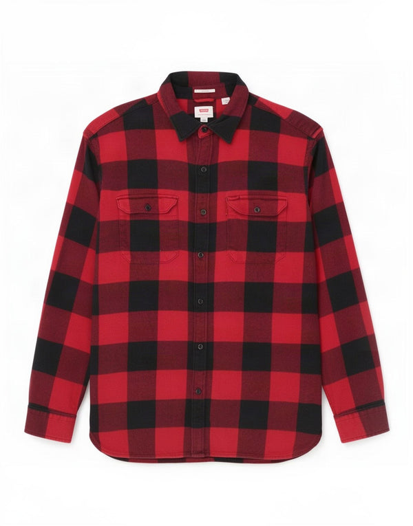 Camisa masculina de flanela Levi's grande algodão vermelho guingão