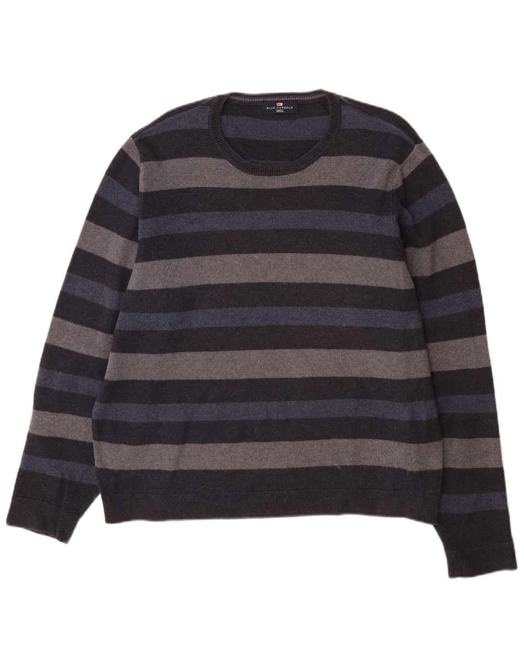 Suéter masculino Marks & Spencer com gola redonda listrado azul marinho médio