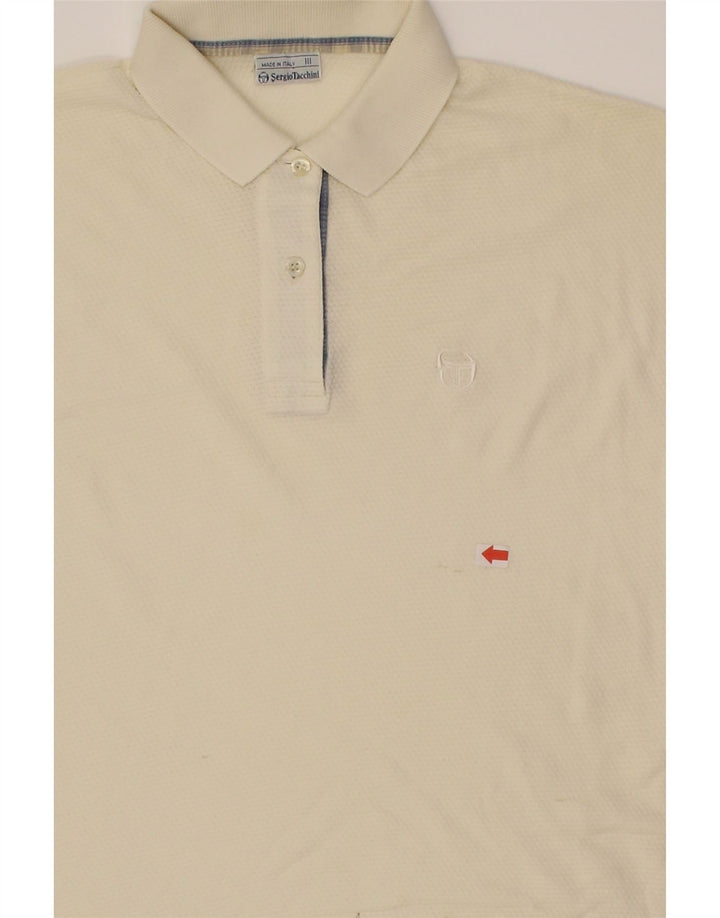 SERGIO TACCHINI Womens Sleeveless Polo Shirt EU 44 XL Off White Cotton Vintage Sergio Tacchini and Second-Hand Sergio Tacchini from Messina Hembry 