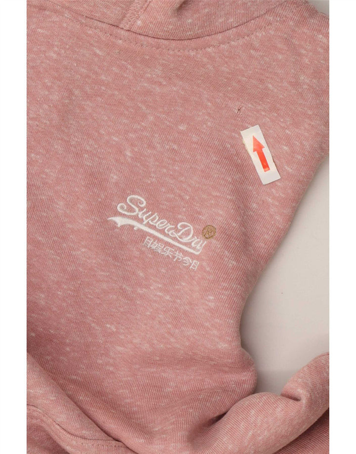 Suéter com capuz feminino Superdry UK 12 poliéster manchado rosa médio
