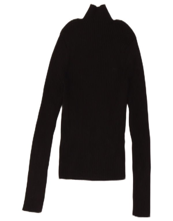 Zara Top curto feminino manga comprida Reino Unido 12 viscose preta média