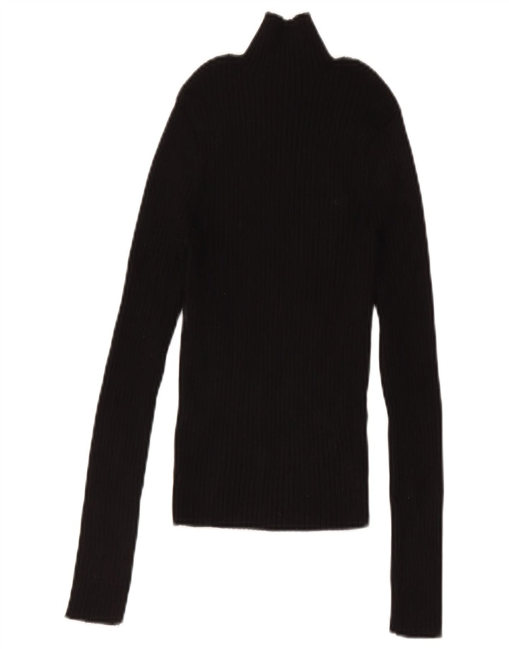 Zara Top curto feminino manga comprida Reino Unido 12 viscose preta média