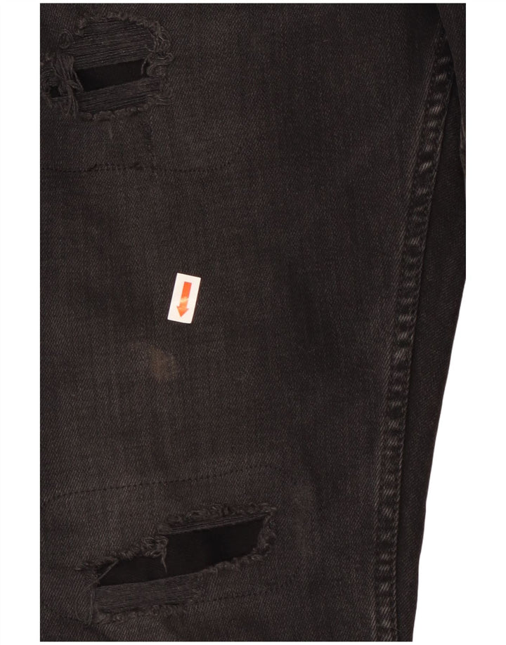 ZARA Jeans skinny masculino desgastado UE 42 grande W32 L28 preto