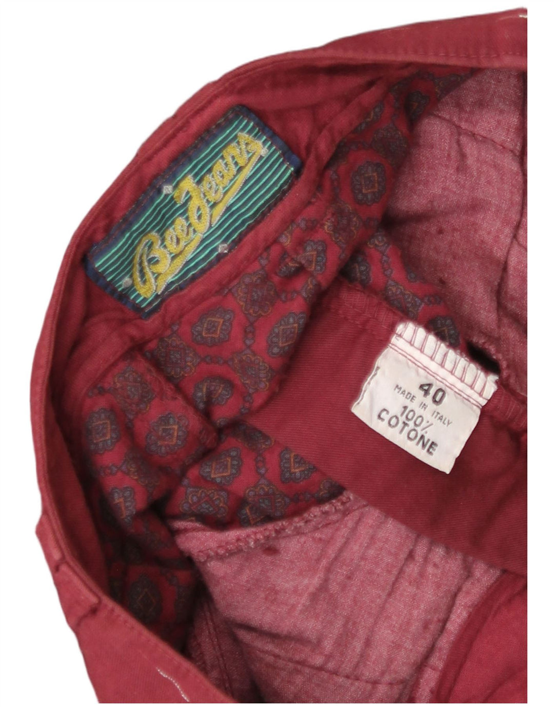 Saia midi feminina vintage IT 40 algodão médio Borgonha
