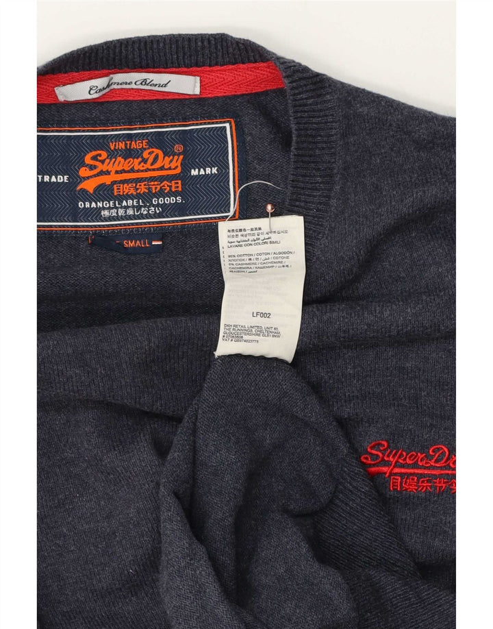 Suéter masculino Superdry com gola redonda, pequeno algodão azul marinho