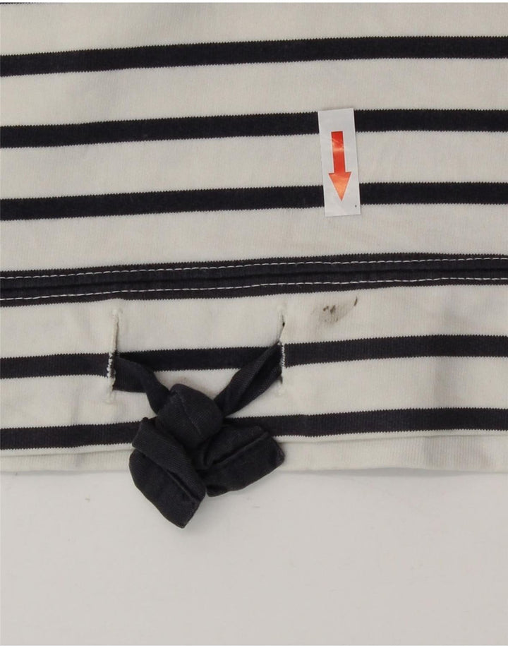 Suéter feminino Joules com gola redonda e botão UK 16 listrado branco grande