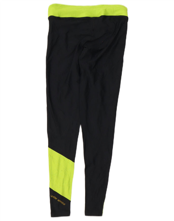 Under Armour Womens Leggings UK 8 Pequeno Poliéster Colorblock Preto