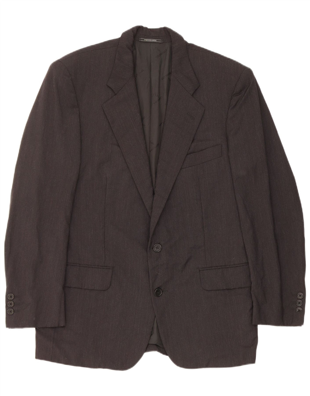 Jaqueta blazer masculina Trussardi com 2 botões IT 48 lã virgem preta média