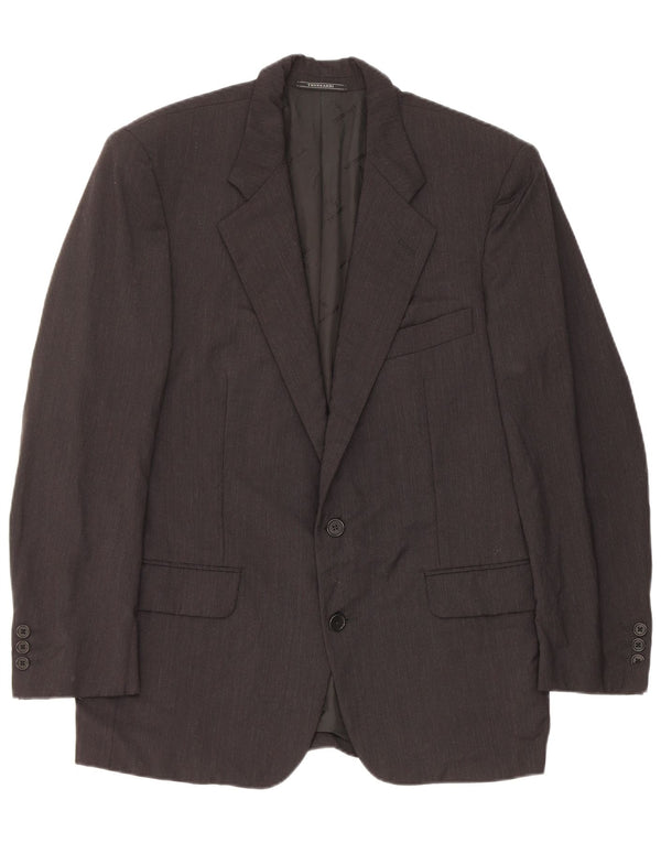 Jaqueta blazer masculina Trussardi com 2 botões IT 48 lã virgem preta média