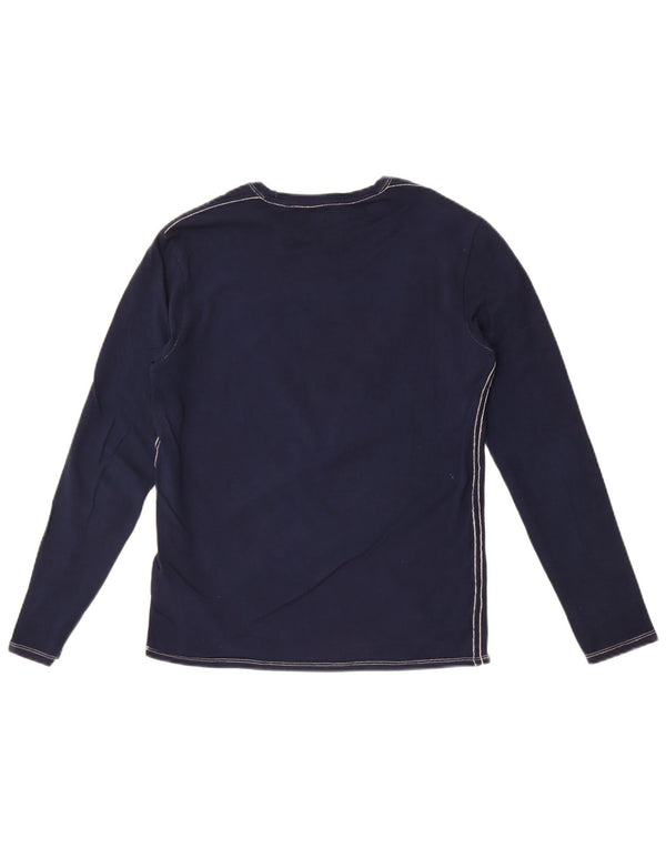 Guess Top gráfico feminino slim fit manga comprida Reino Unido 10 pequeno azul marinho