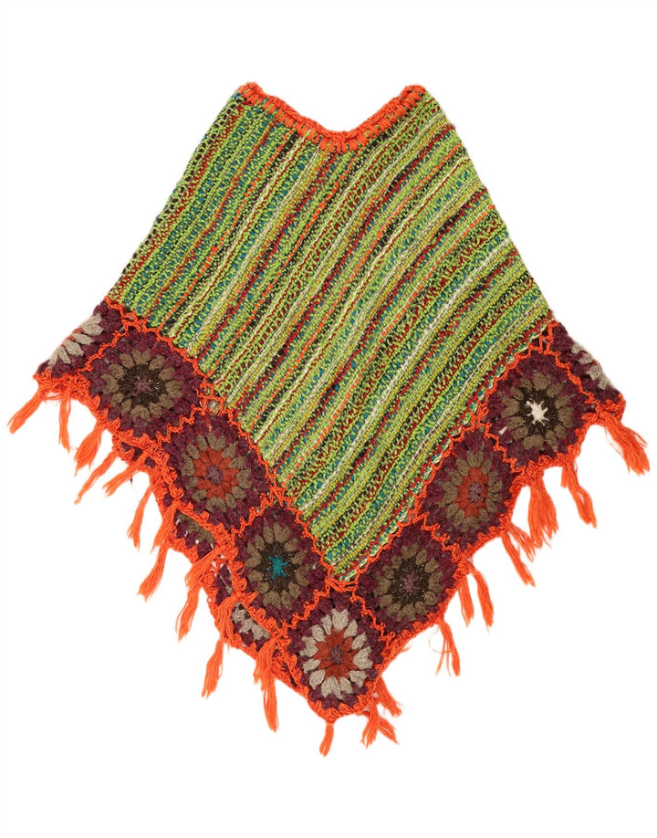 Poncho Jumper feminino vintage tamanho único listrado verde