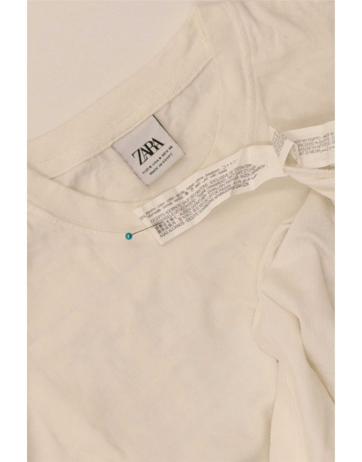 Zara Camiseta masculina gráfica top pequeno algodão branco