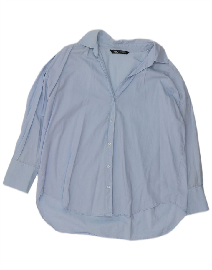 Camisa oversized feminina ZARA UK 14 azul médio