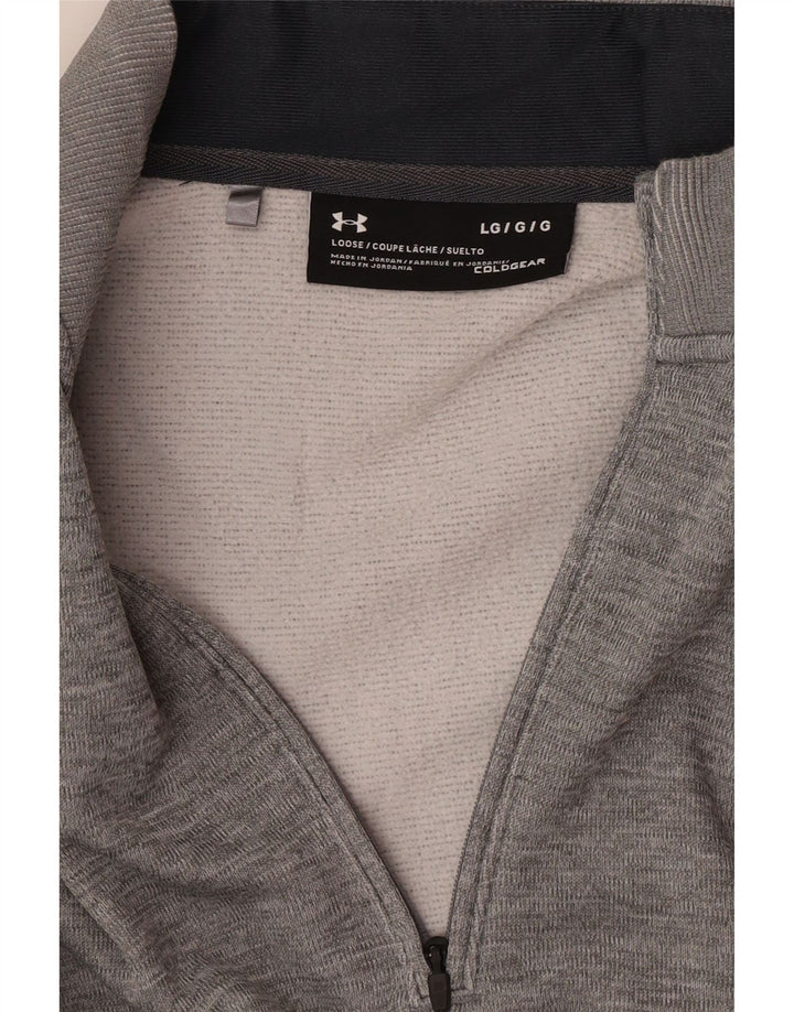 Moletom masculino Under Armour Cold Gear com zíper e gola grande cinza manchado