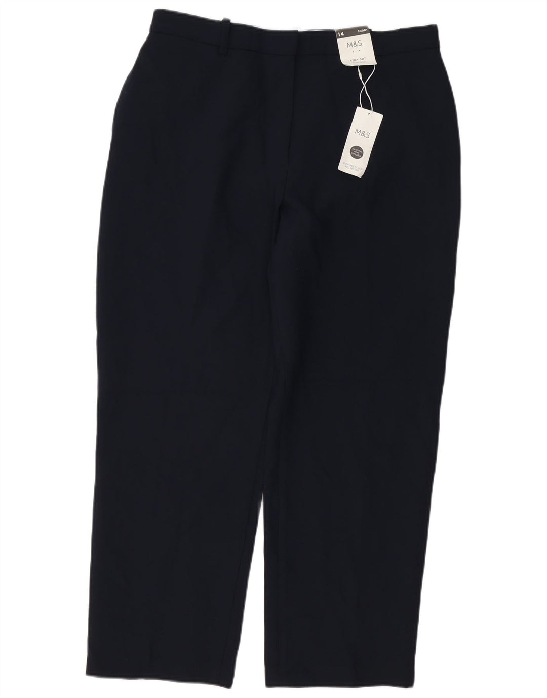 Calça chino feminina MARKS & SPENCER Reino Unido 14 grande W34 L27 azul marinho