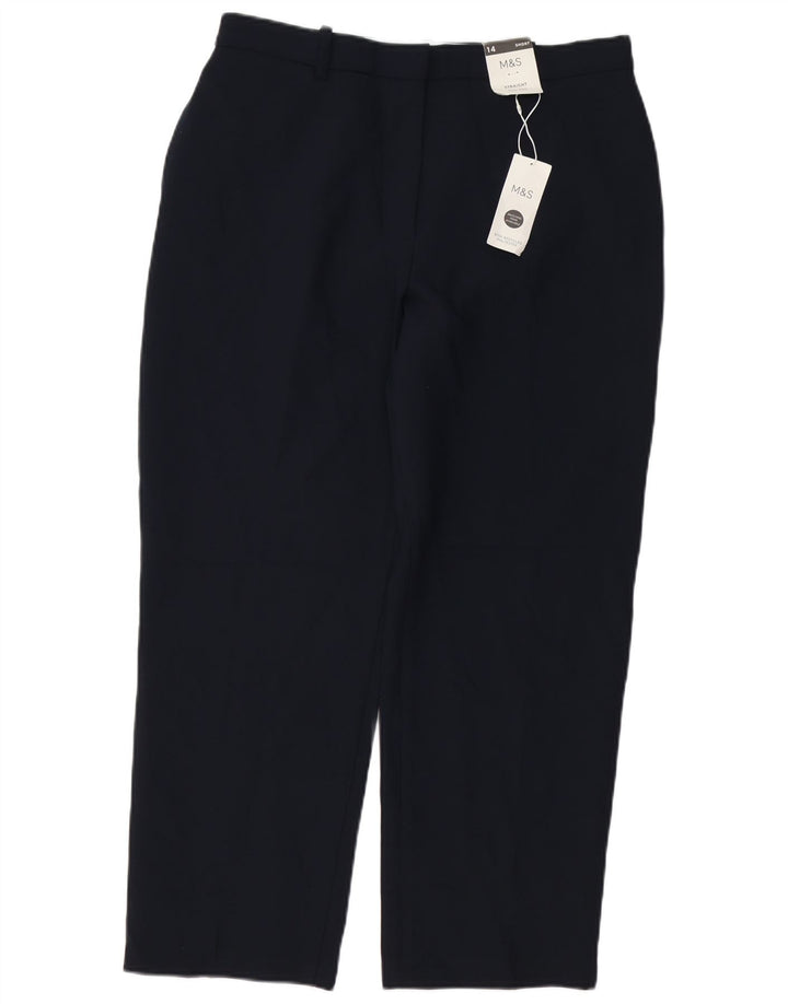 Calça chino feminina MARKS & SPENCER Reino Unido 14 grande W34 L27 azul marinho