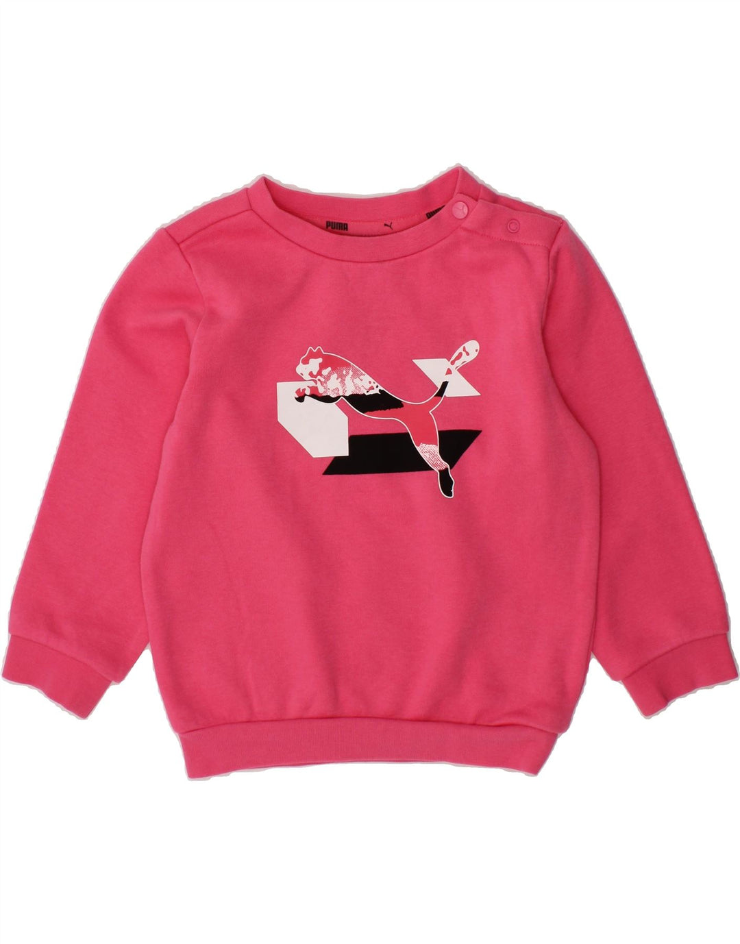 PUMA Baby Girls Graphic Sweatshirt Jumper 12-18 Months Pink Cotton Vintage Puma and Second-Hand Puma from Messina Hembry 
