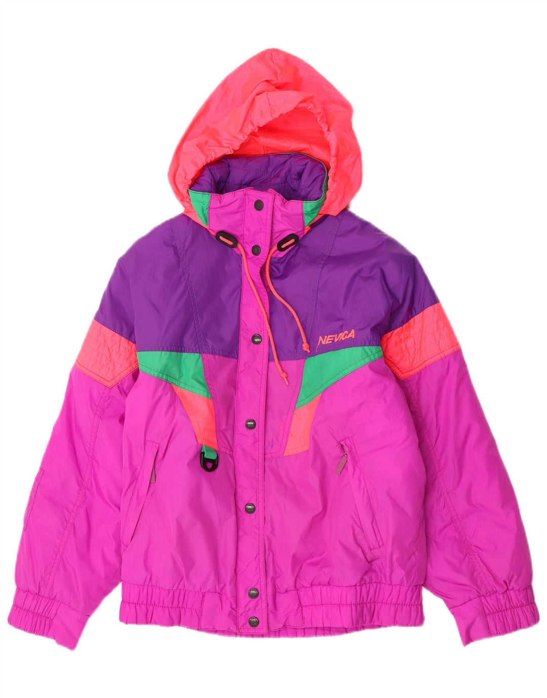 Jaqueta de esqui feminina Nevica com capuz US 6 médio rosa colorblock nylon