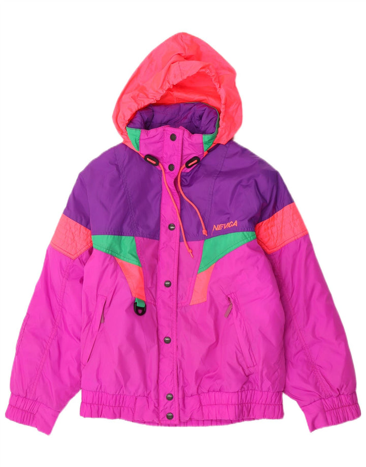 Jaqueta de esqui feminina Nevica com capuz US 6 médio rosa colorblock nylon
