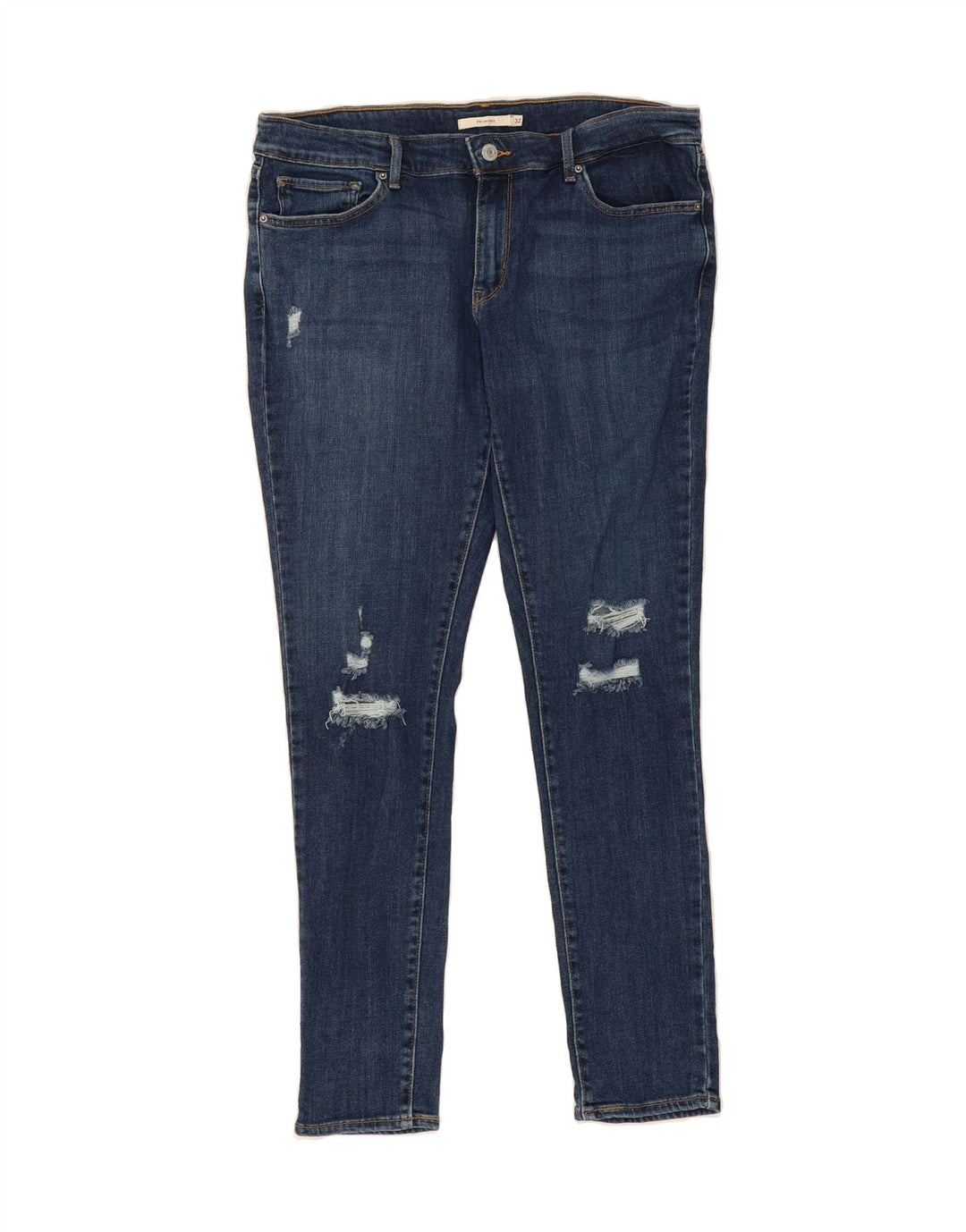 LEVI'S Womens 711 Distressed Skinny Jeans W32 L30 Blue Cotton Vintage Levi's and Second-Hand Levi's from Messina Hembry 