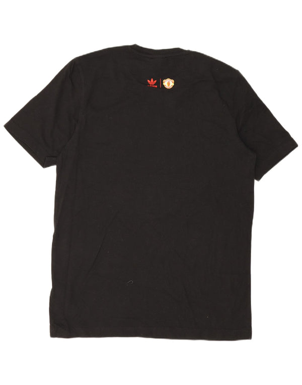 Camiseta masculina Adidas Manchester United com estampa gráfica grande de algodão preto