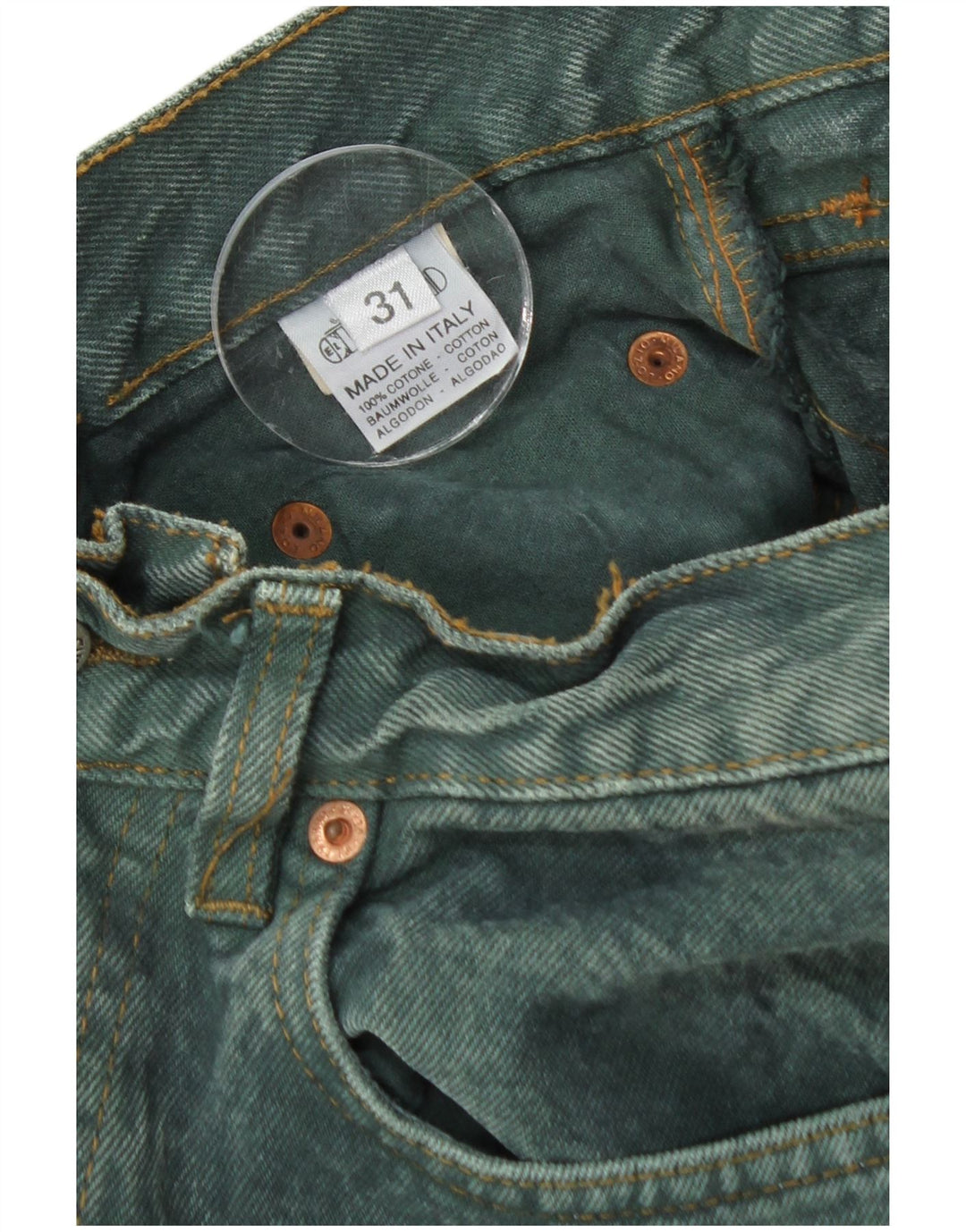 EL CHARRO Jeans retos femininos W31 L31 algodão verde