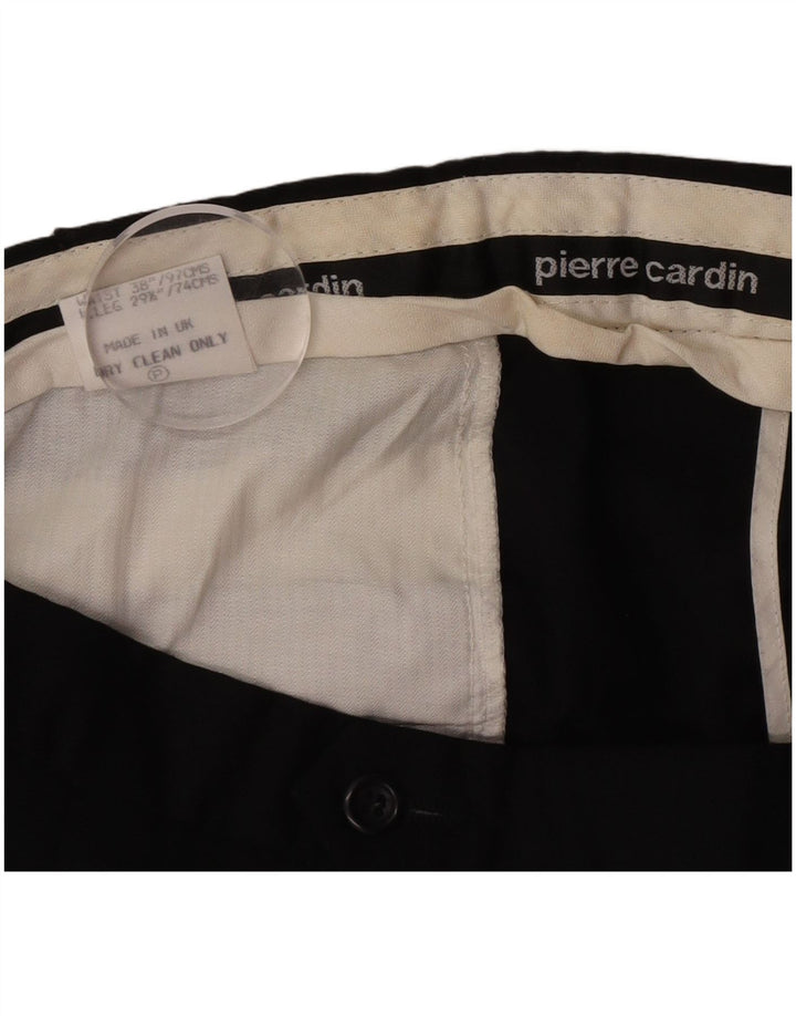 Pierre Cardin Mens Pegged Suit Calças W38 L29 Lã Preta
