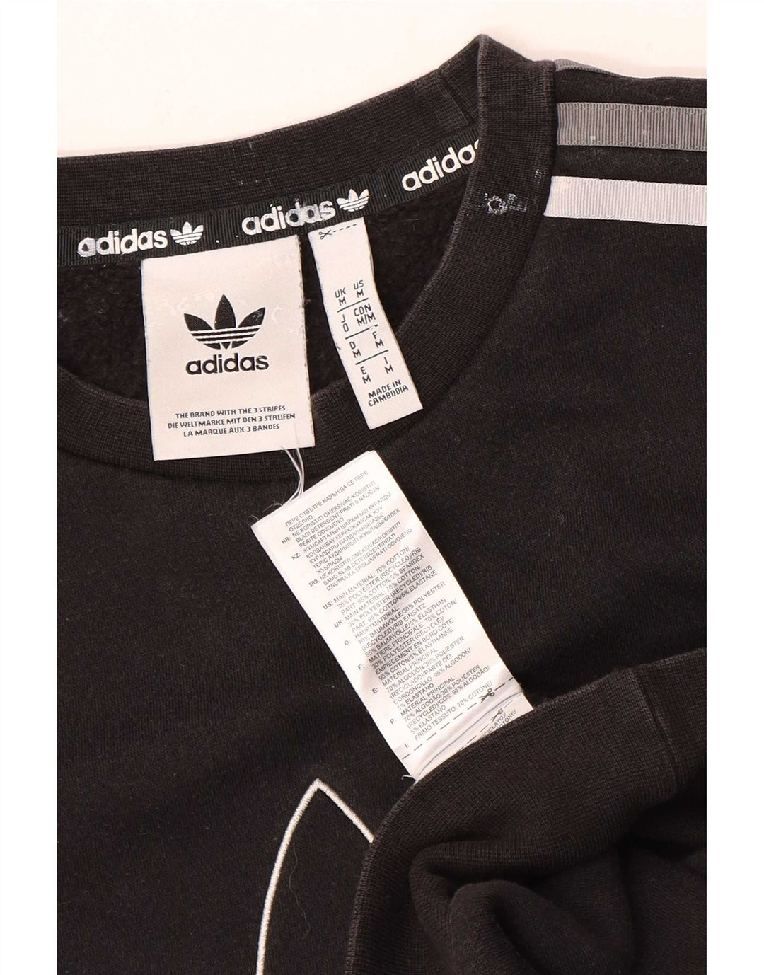 Adidas Mens Graphic Moletom Jumper Médio Algodão Preto