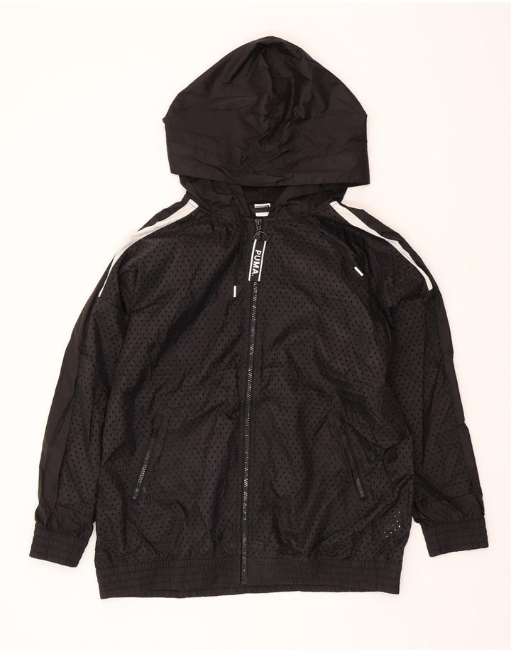 PUMA Mens Graphic Hooded Tracksuit Top Jaqueta Médio Preto Poliéster