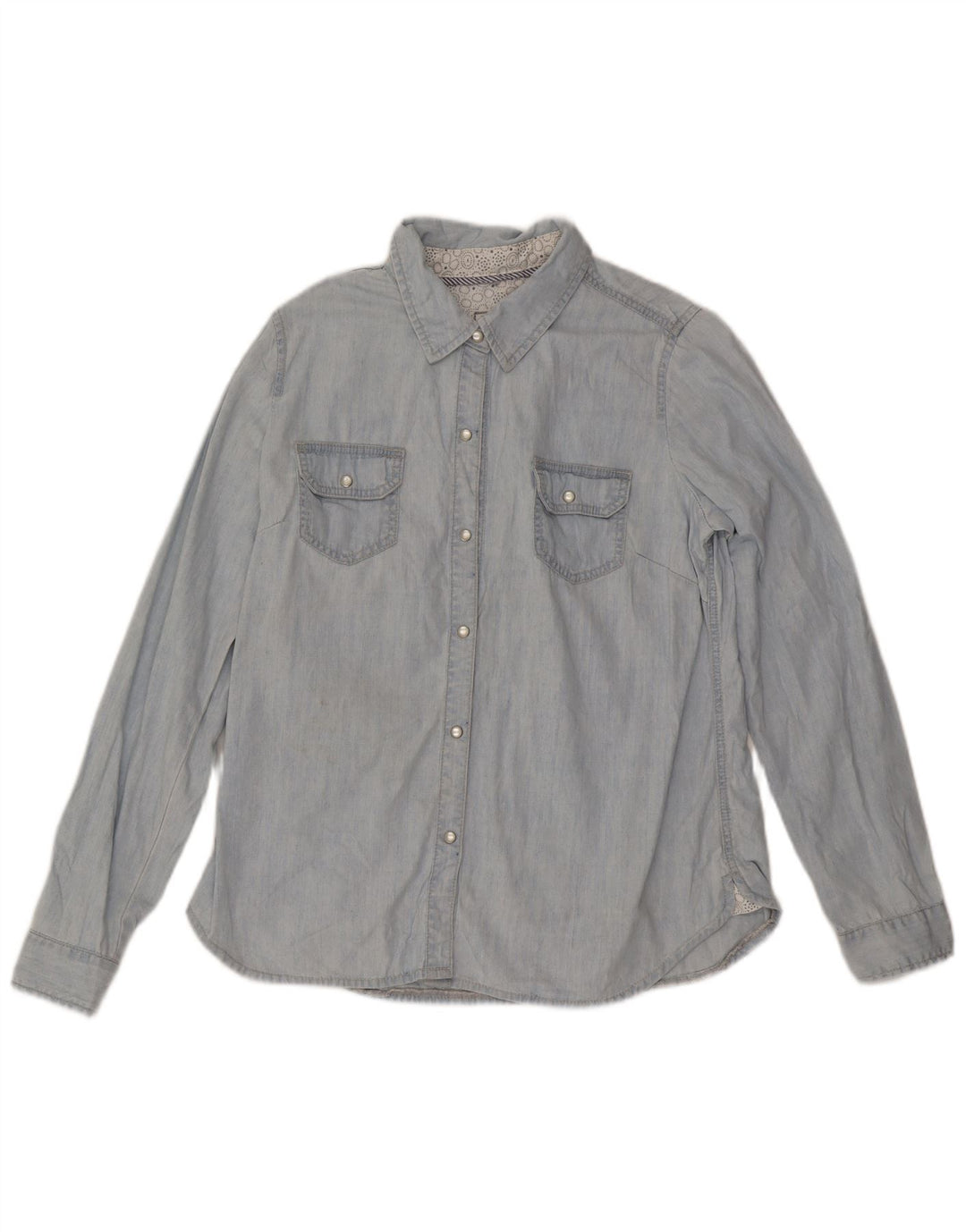 Camisa jeans feminina Fat Face UK 16 grande algodão azul