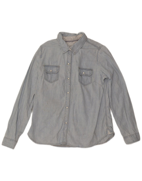 Camisa jeans feminina Fat Face UK 16 grande algodão azul