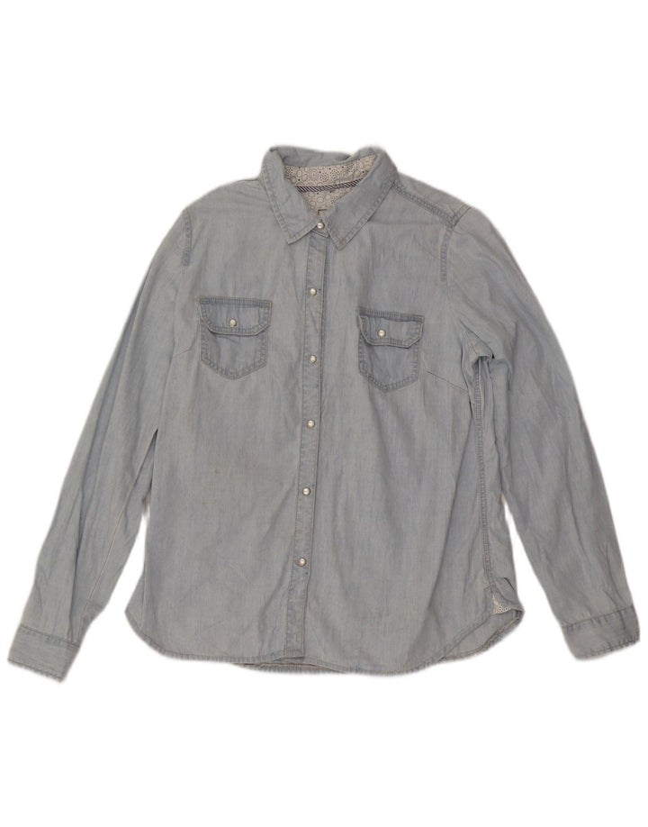 Camisa jeans feminina Fat Face UK 16 grande algodão azul