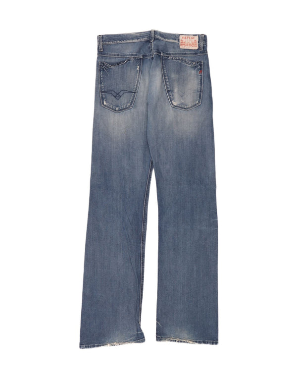 Replay Mens Bootcut Jeans W33 L36 Azul Algodão