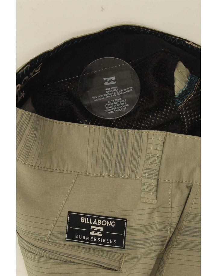 Billabong Mens Chino Shorts W26 Pequeno Poliéster Listrado Cáqui