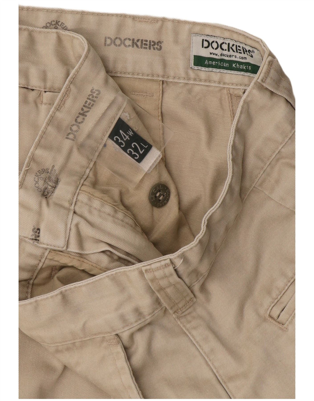 Dockers Mens Khakis Straight Chino Calças W34 L32 Bege