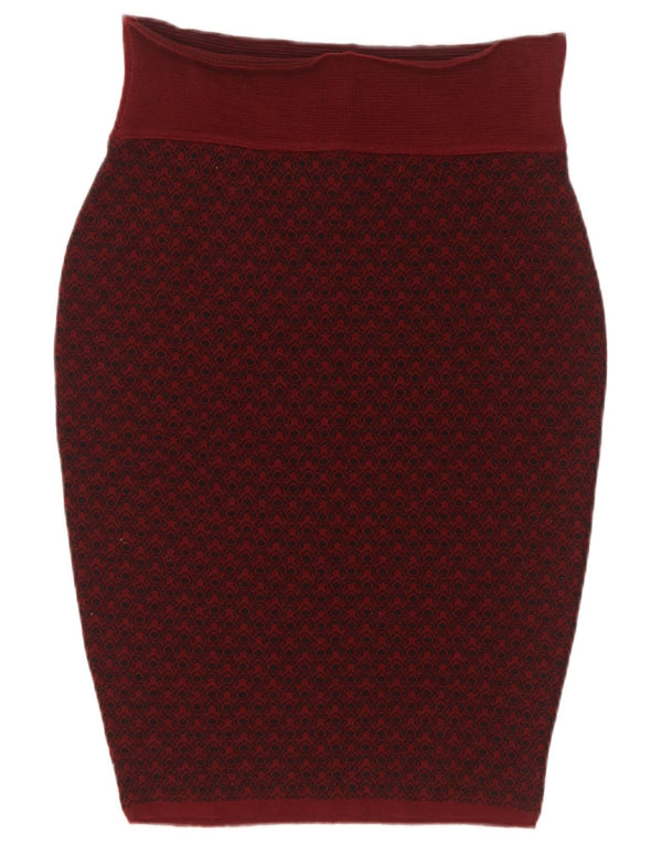 Saia lápis feminina Sevres com padrão abstrato IT 44 médio W28 lã cor de vinho