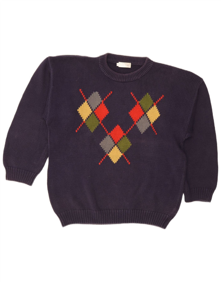 Suéter masculino St. Bernard com gola redonda grande azul marinho Argyle/Diamante